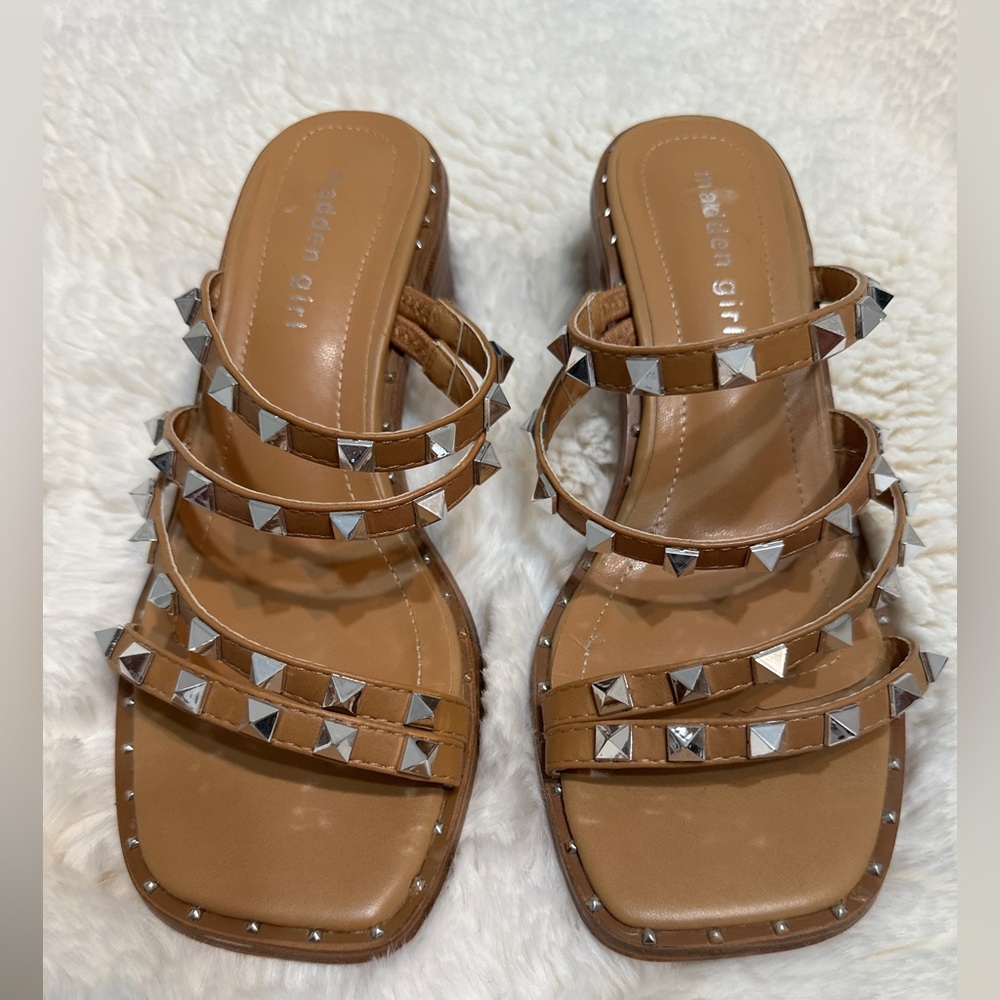 Madden Girl Brown Sandals with Silver Studs